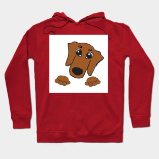 dachshund red peeking cartoon Hoodie